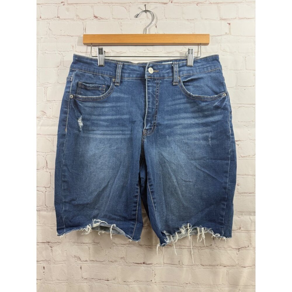 Time and Tru Shorts Womens Size 12 Blue Jean High Rise Distressed